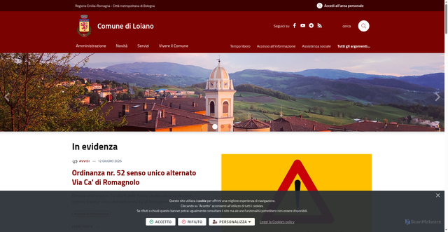 Security scan screenshot of https://www.comune.loiano.bologna.it