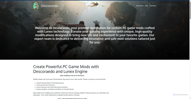 Security scan screenshot of lunexmods.io
