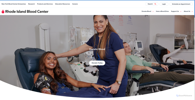 Security scan screenshot of https://www.ribc.org/donate-blood/