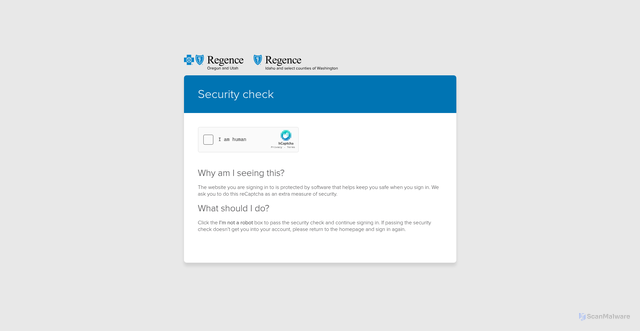 Security scan screenshot of https://regence.com
