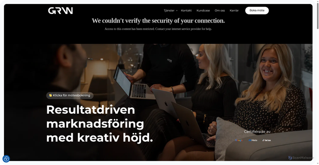 Security scan screenshot of https://grwmedia.se
