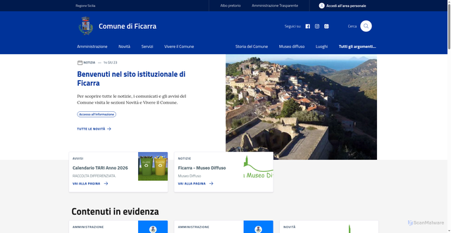 Security scan screenshot of https://www.comune.ficarra.me.it/