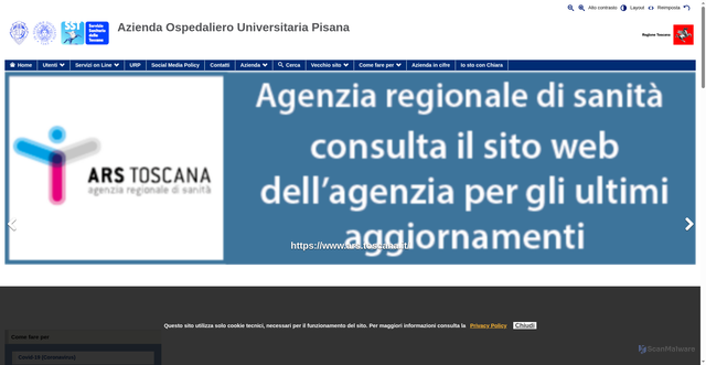 Security scan screenshot of https://www.ao-pisa.toscana.it/