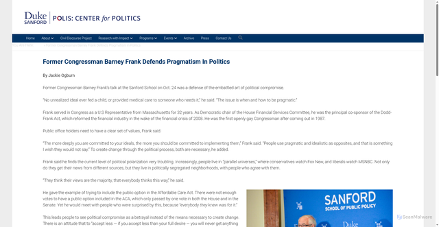 Security scan screenshot of https://polis.duke.edu/former-congressman-barney-frank-defends-pragmatism-politics/
