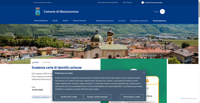 Security scan screenshot of https://www.comune.mezzocorona.tn.it