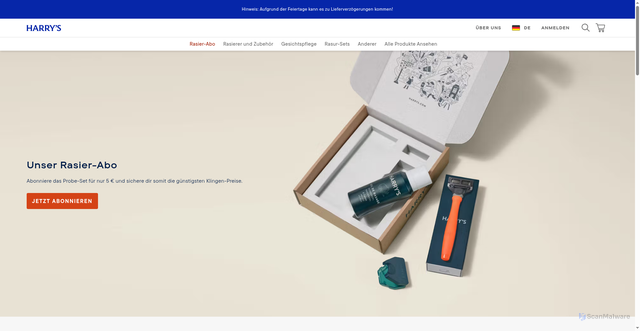 Security scan screenshot of https://harrys.com