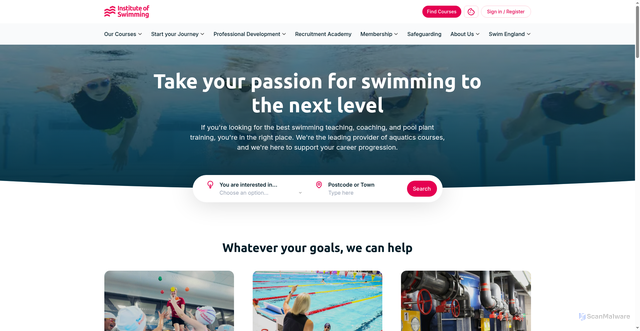 Security scan screenshot of https://instituteofswimming.org/