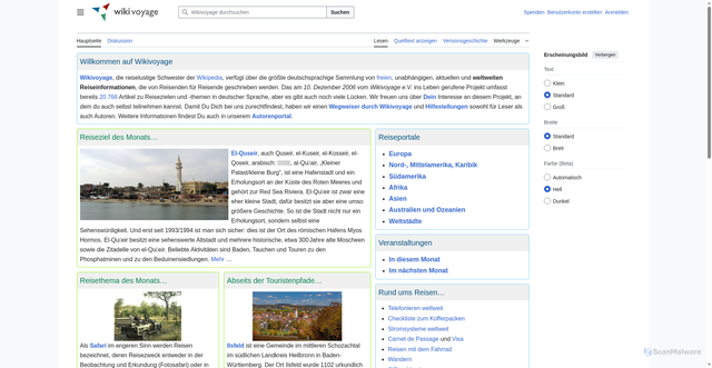 Security scan screenshot of https://de.wikivoyage.org