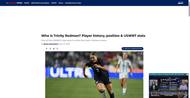 Security scan screenshot of https://theamericanpitch.com/who-trinity-rodman-player-history-position-uswnt-stats