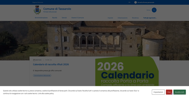 Security scan screenshot of https://comune.tassarolo.al.it/