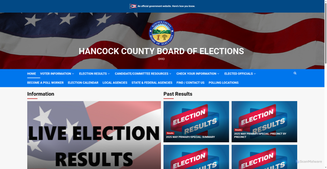 Security scan screenshot of https://hancockcountyohioelections.gov/