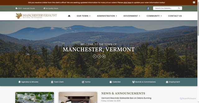 Security scan screenshot of https://manchester-vt.gov/