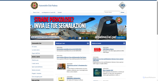 Security scan screenshot of https://www.padova.aci.it