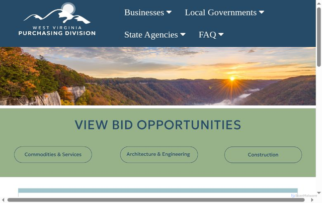 Security scan screenshot of http://www.state.wv.us/admin/purchase/