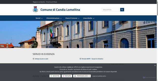 Security scan screenshot of https://www.comune.candialomellina.pv.it/it-it/home