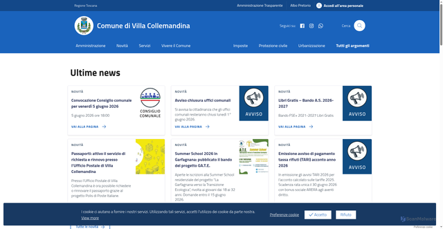 Security scan screenshot of https://www.comune.villacollemandina.lu.it