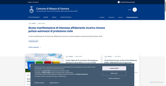 Security scan screenshot of https://www.comune.massadisomma.na.it/