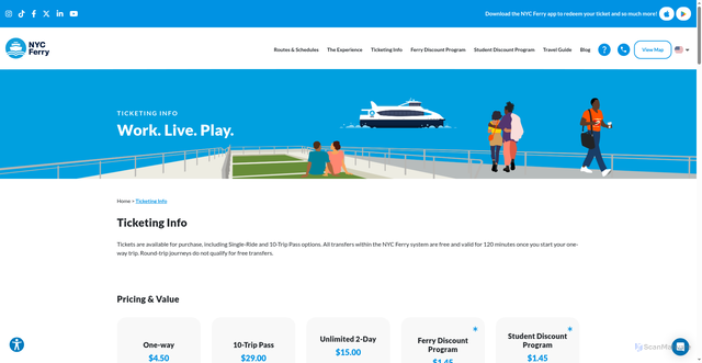 Security scan screenshot of https://www.ferry.nyc/ticketing-info/