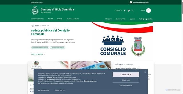 Security scan screenshot of https://www.comune.gioiasannitica.ce.it