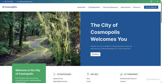 Security scan screenshot of https://www.cosmopoliswa.gov/