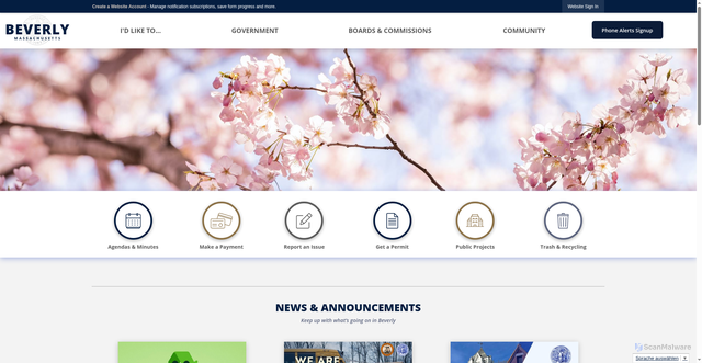 Security scan screenshot of https://beverlyma.gov/