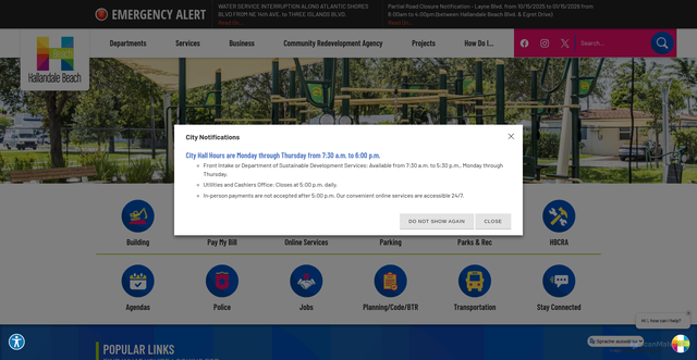 Security scan screenshot of https://hallandalebeachfl.gov/