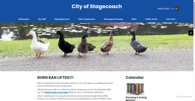 Security scan screenshot of https://stagecoachtx.gov/