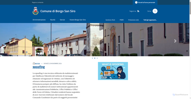 Security scan screenshot of https://www.comune.borgosansiro.pv.it/