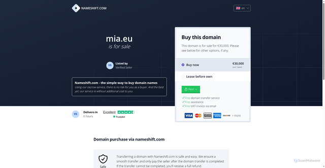 Security scan screenshot of https://mia.eu/en-gb