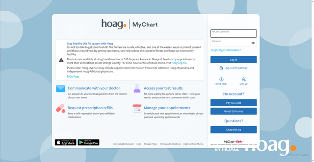 Security scan screenshot of https://hoagconnect.org