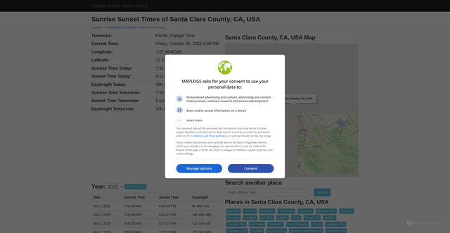 Security scan screenshot of https://sunrise.maplogs.com/santa_clara_county_ca_usa.882.html