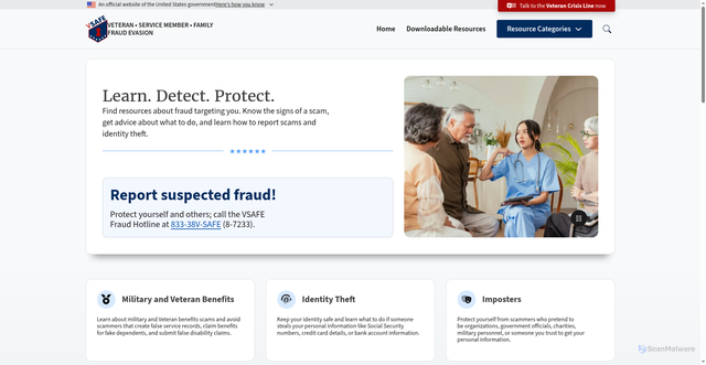 Security scan screenshot of https://vsafe.gov/