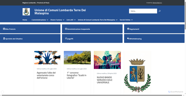 Security scan screenshot of https://www.unioneterremalaspina.it/
