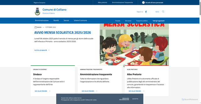 Security scan screenshot of https://www.comune.colliano.sa.it/