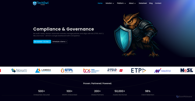 Security scan screenshot of https://techowl.com