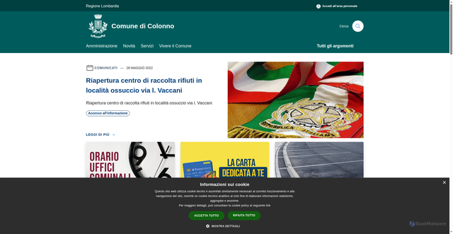 Security scan screenshot of https://www.comune.colonno.co.it/it