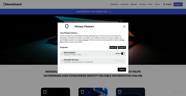 Security scan screenshot of https://newsguardtech.com