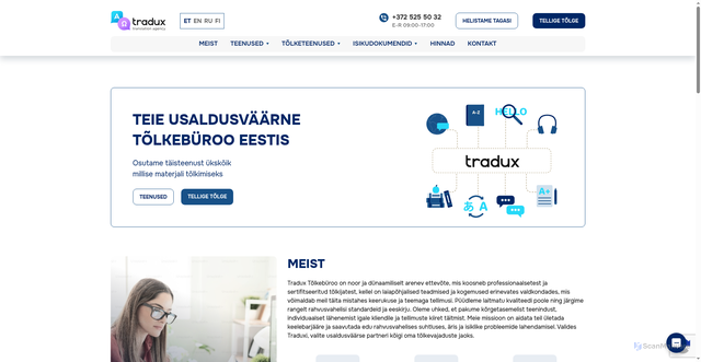 Security scan screenshot of https://tradux.ee/