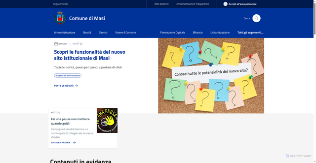 Security scan screenshot of https://www.comune.masi.pd.it/