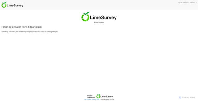Security scan screenshot of https://svara.enkatfabriken.com/b/index.php
