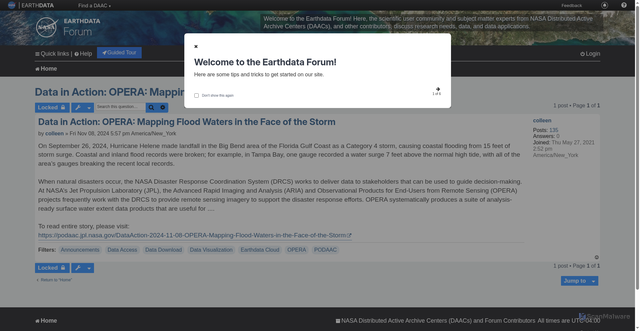 Security scan screenshot of https://forum.earthdata.nasa.gov/viewtopic.php?t=6167