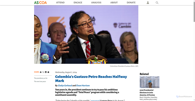 Security scan screenshot of https://www.as-coa.org/articles/colombias-gustavo-petro-reaches-halfway-mark