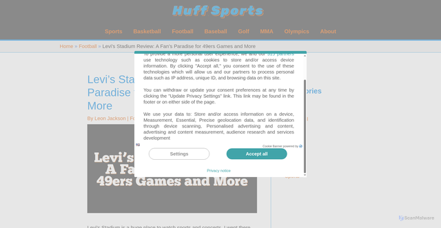 Security scan screenshot of https://huffsports.com/football/levis-stadium-review/