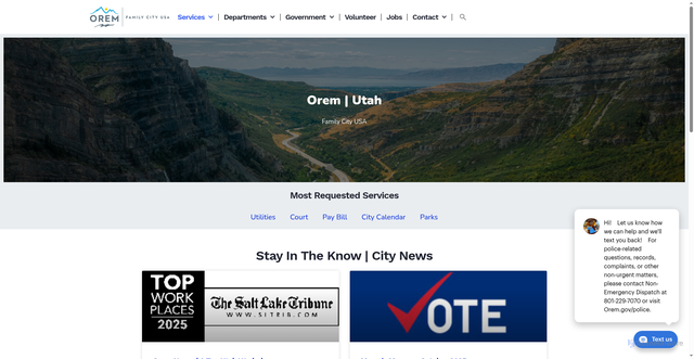 Security scan screenshot of https://orem.gov/