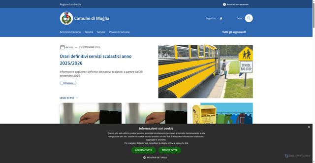 Security scan screenshot of https://www.comune.moglia.mn.it/it