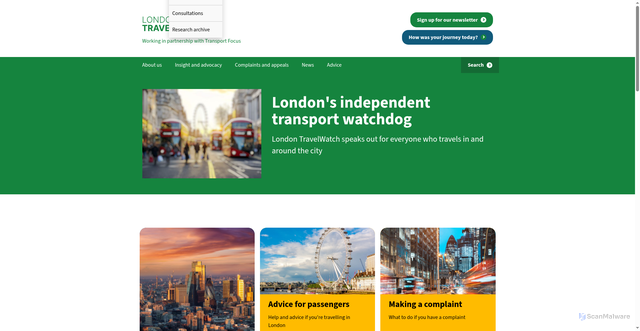 Security scan screenshot of https://www.londontravelwatch.org.uk/