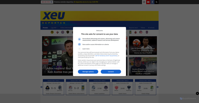 Security scan screenshot of https://xeudeportes.mx