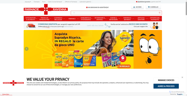 Security scan screenshot of https://www.farmacieravenna.com/