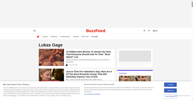 Security scan screenshot of https://www.buzzfeed.com/tag/lukas-gage