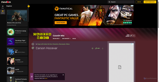 Security scan screenshot of https://caseoh.fandom.com/wiki/Carson_Hocevar